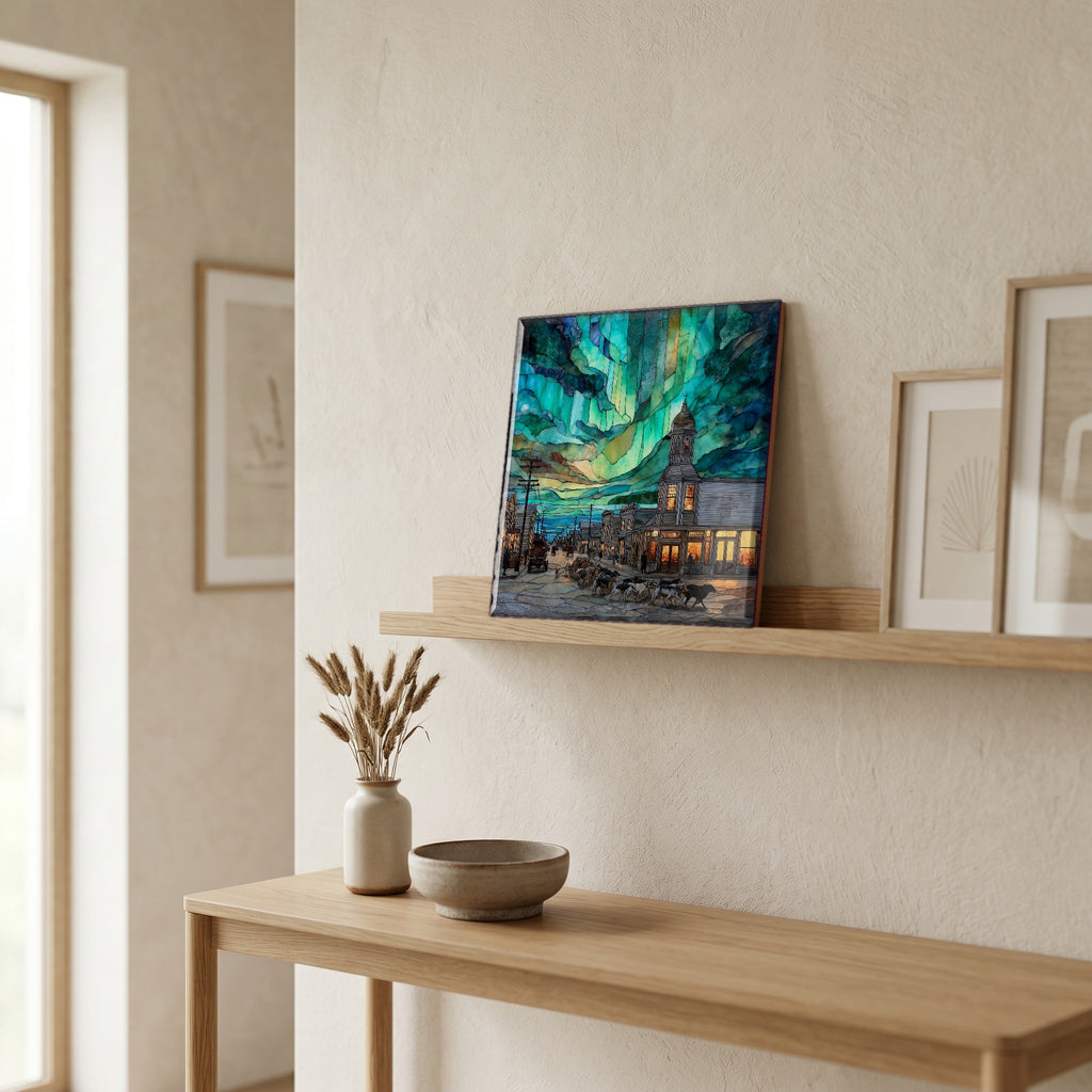 In the entryway, first thing you see.