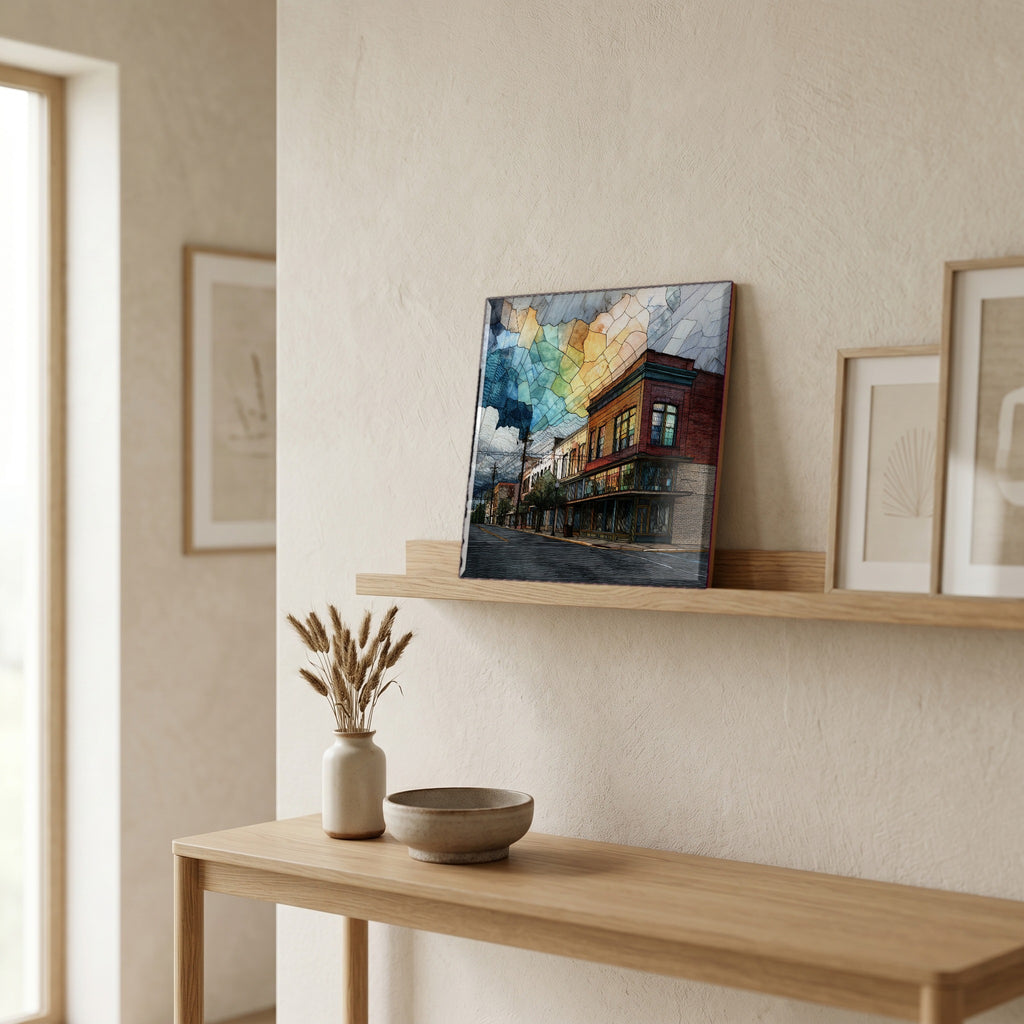In the entryway, first thing you see.