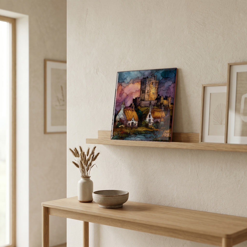 On a picture ledge, where the light comes in.
