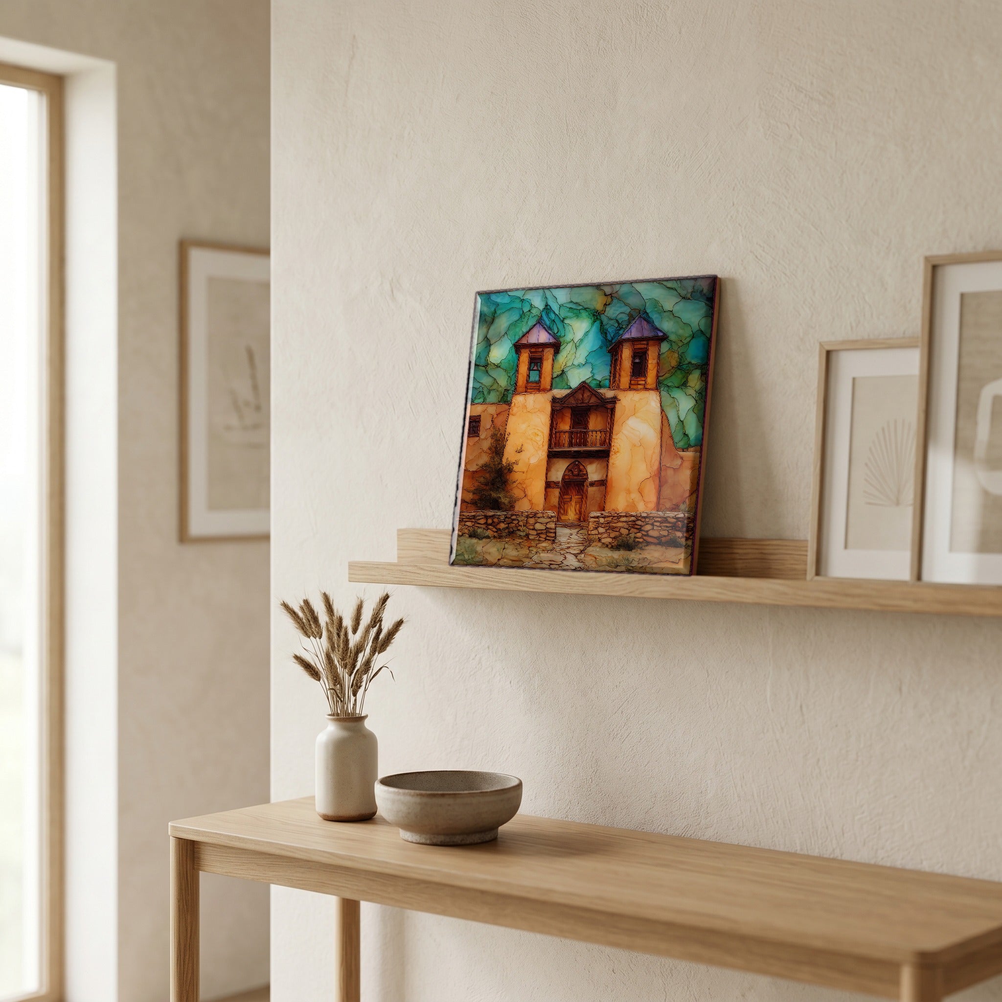 In the entryway, first thing you see.