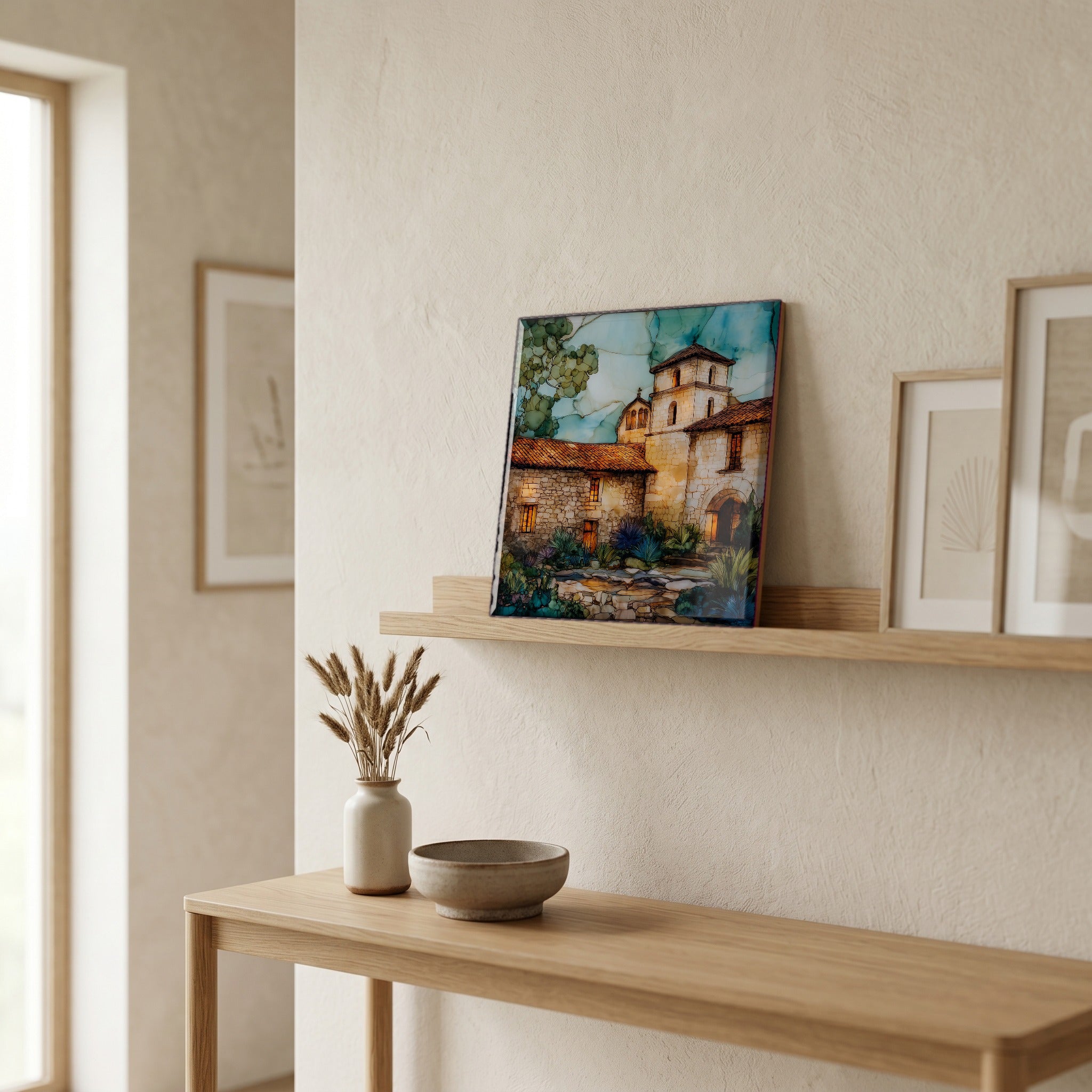 In the entryway, first thing you see.