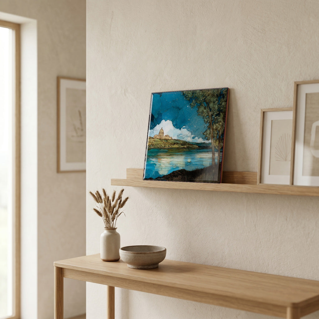 In the entryway, first thing you see.