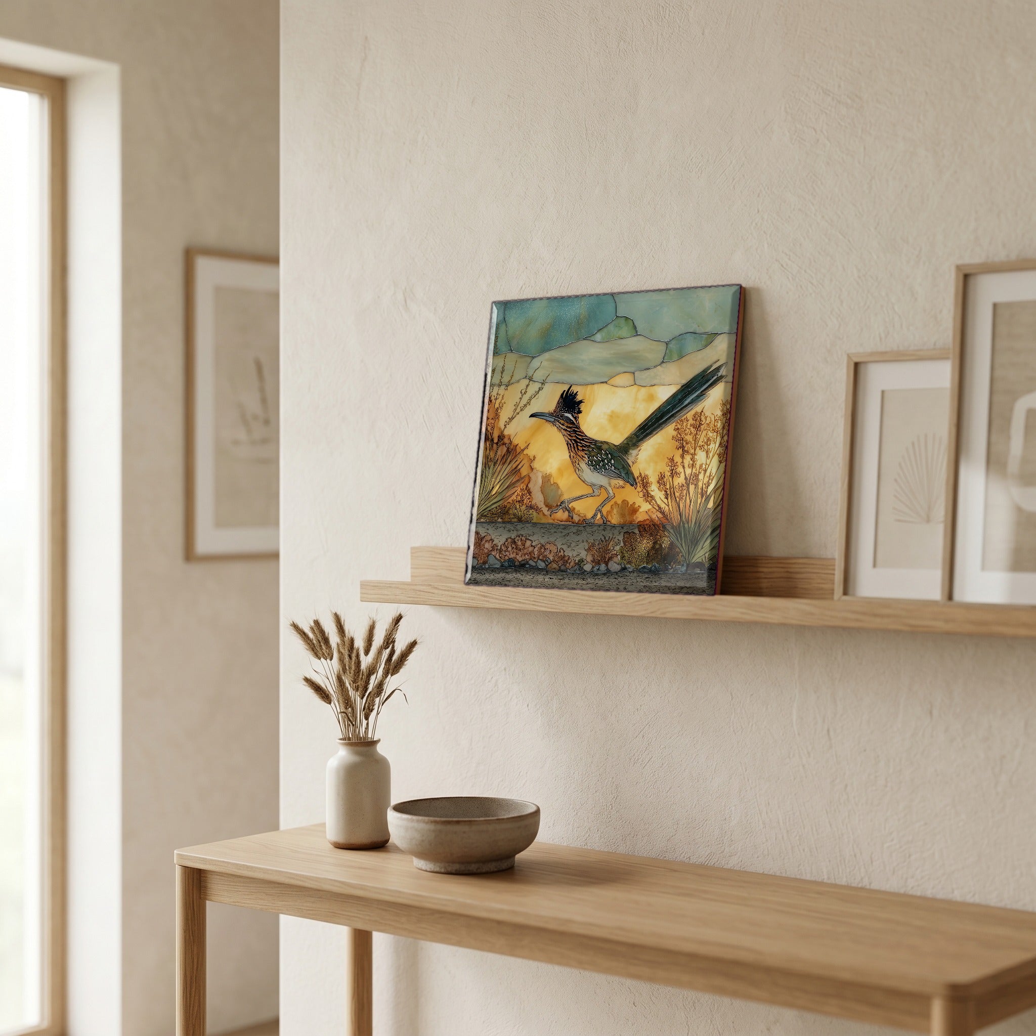 In the entryway, first thing you see.