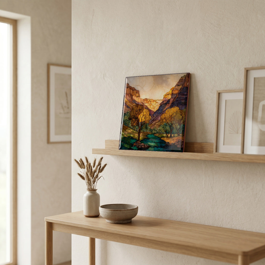 In the entryway, first thing you see.