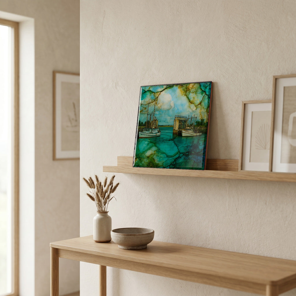 In the entryway, first thing you see.