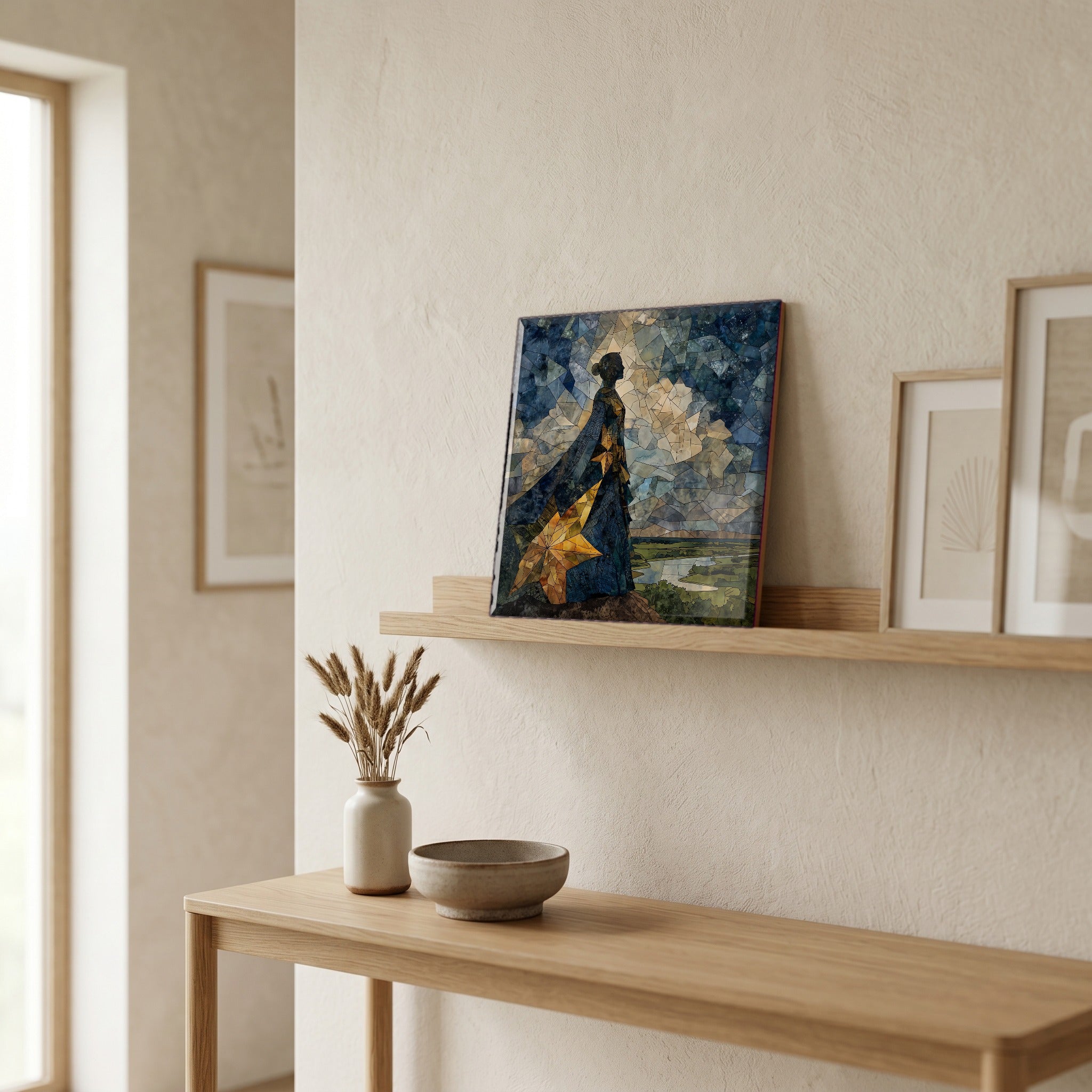 In the entryway, first thing you see.