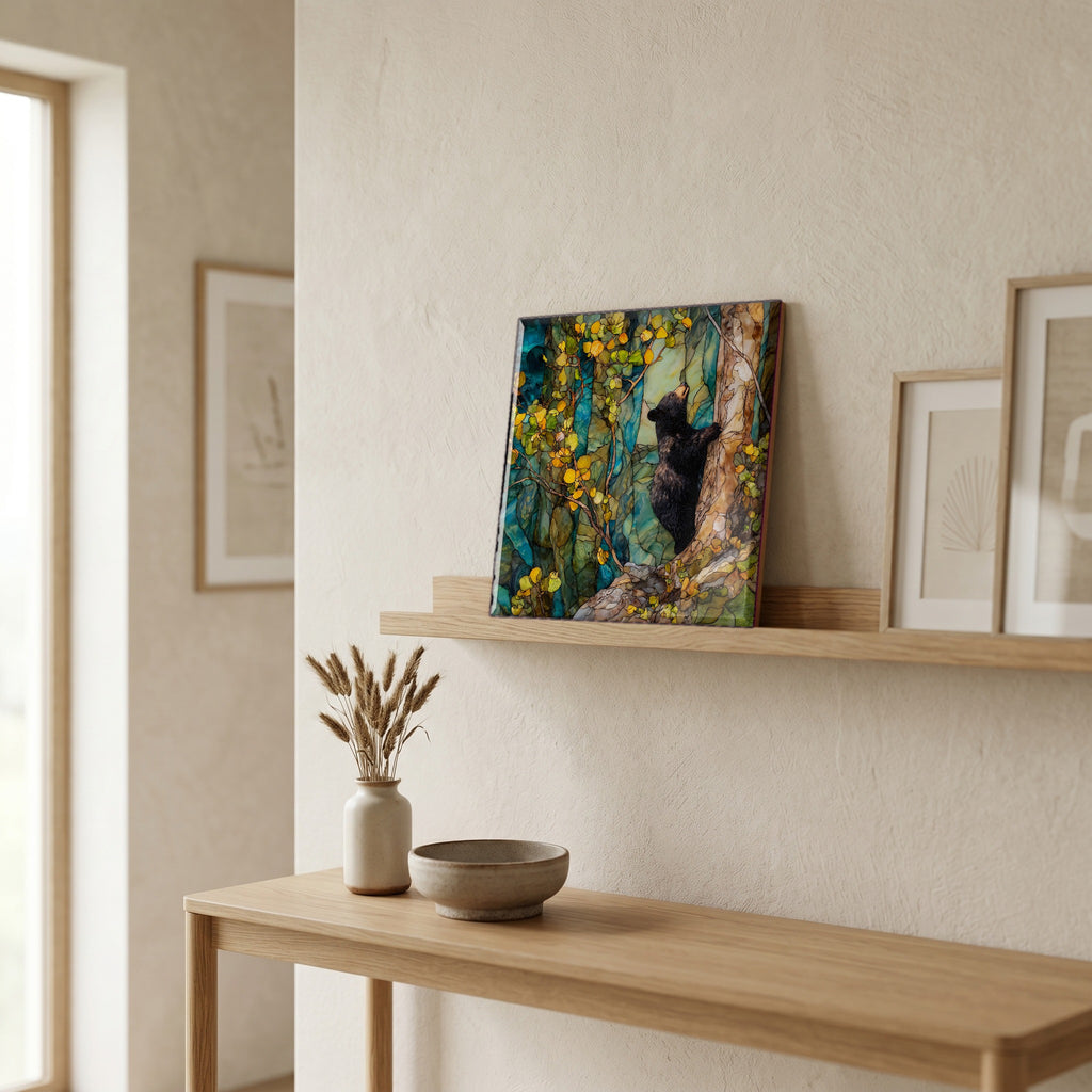 In the entryway, first thing you see.