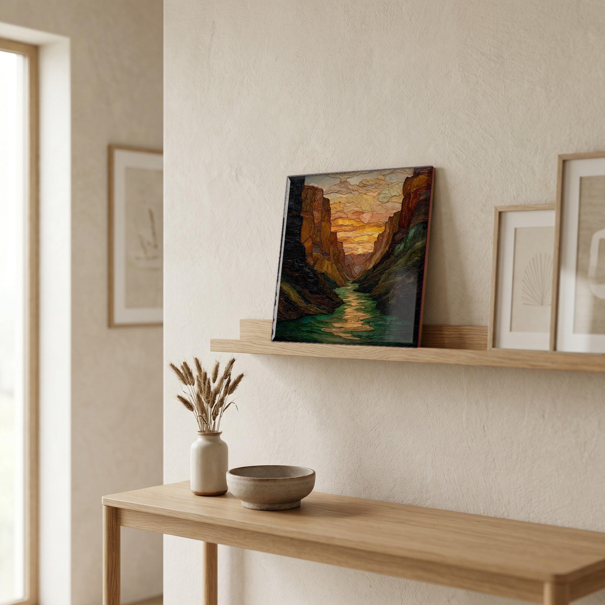 In the entryway, first thing you see.