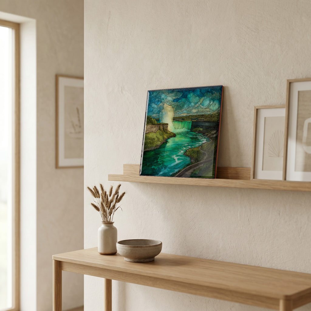 In the entryway, first thing you see.