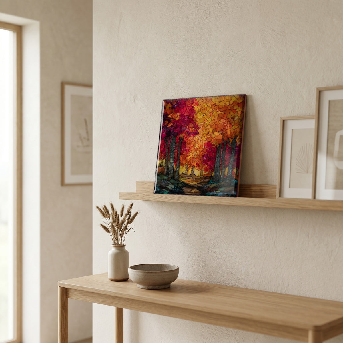 In the entryway, first thing you see.