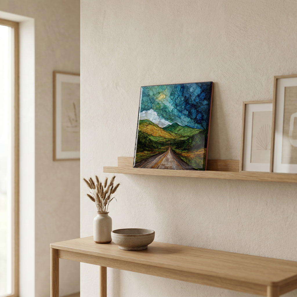 In the entryway, first thing you see.