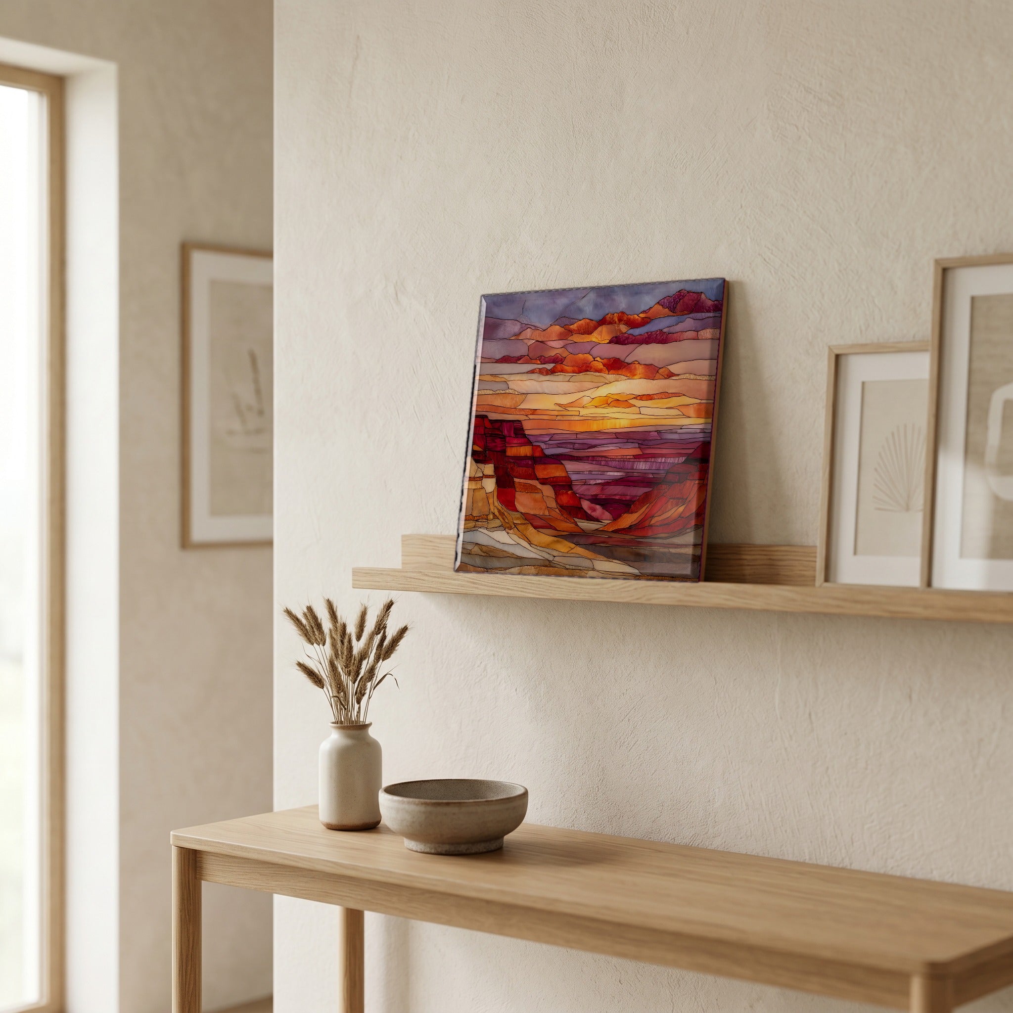 In the entryway, first thing you see.