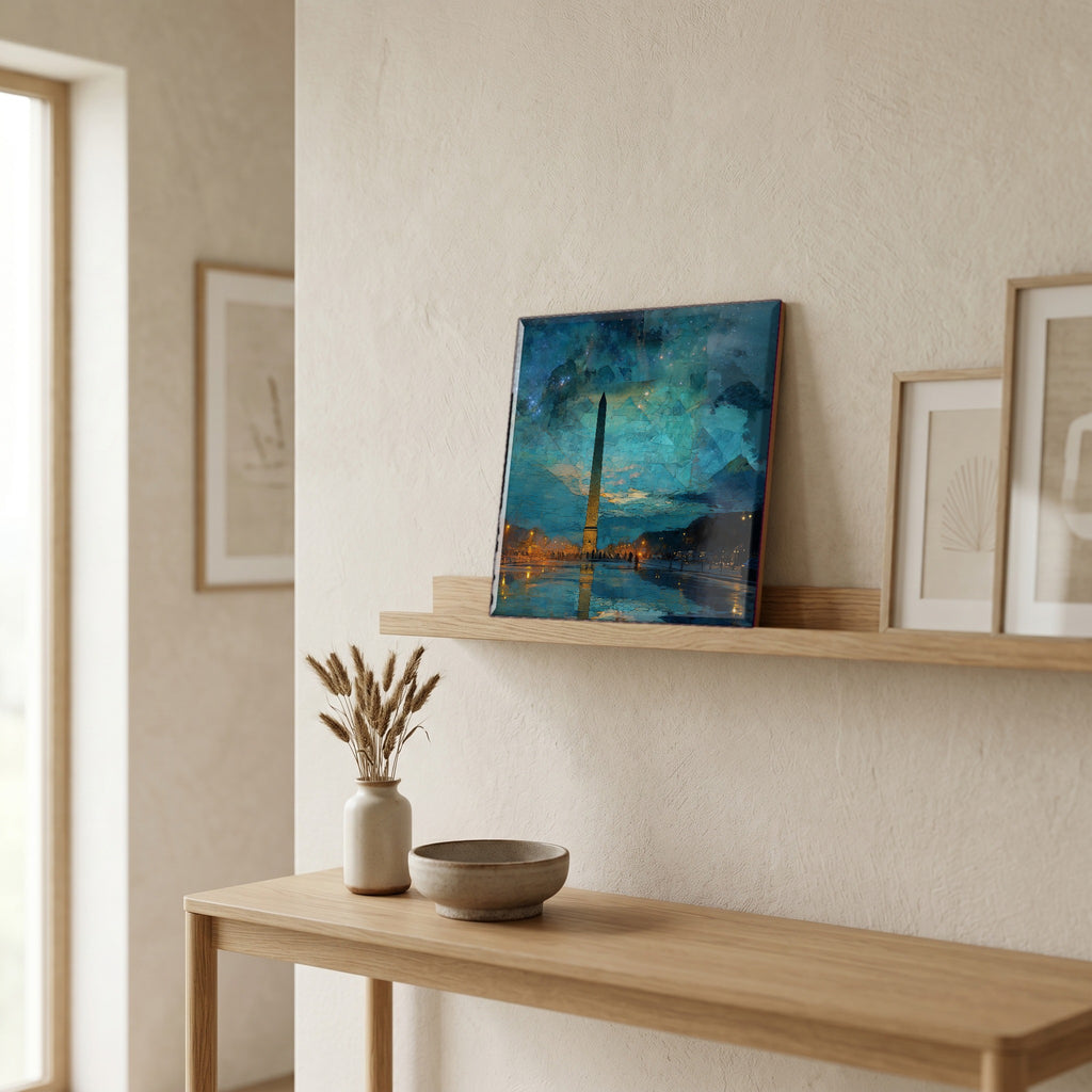 On a picture ledge, where the light comes in.