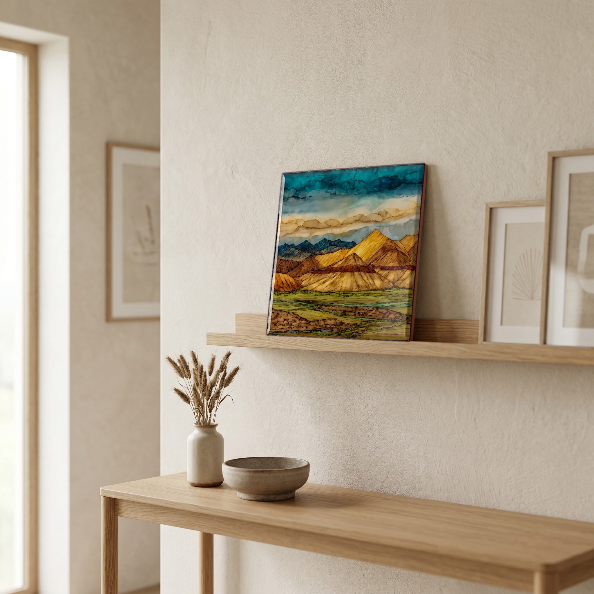 In the entryway, first thing you see.