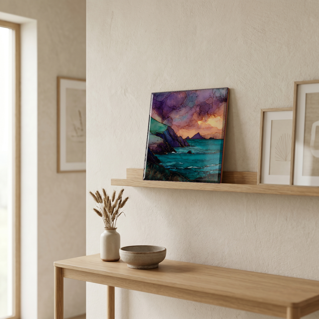 On a picture ledge, where the light comes in.