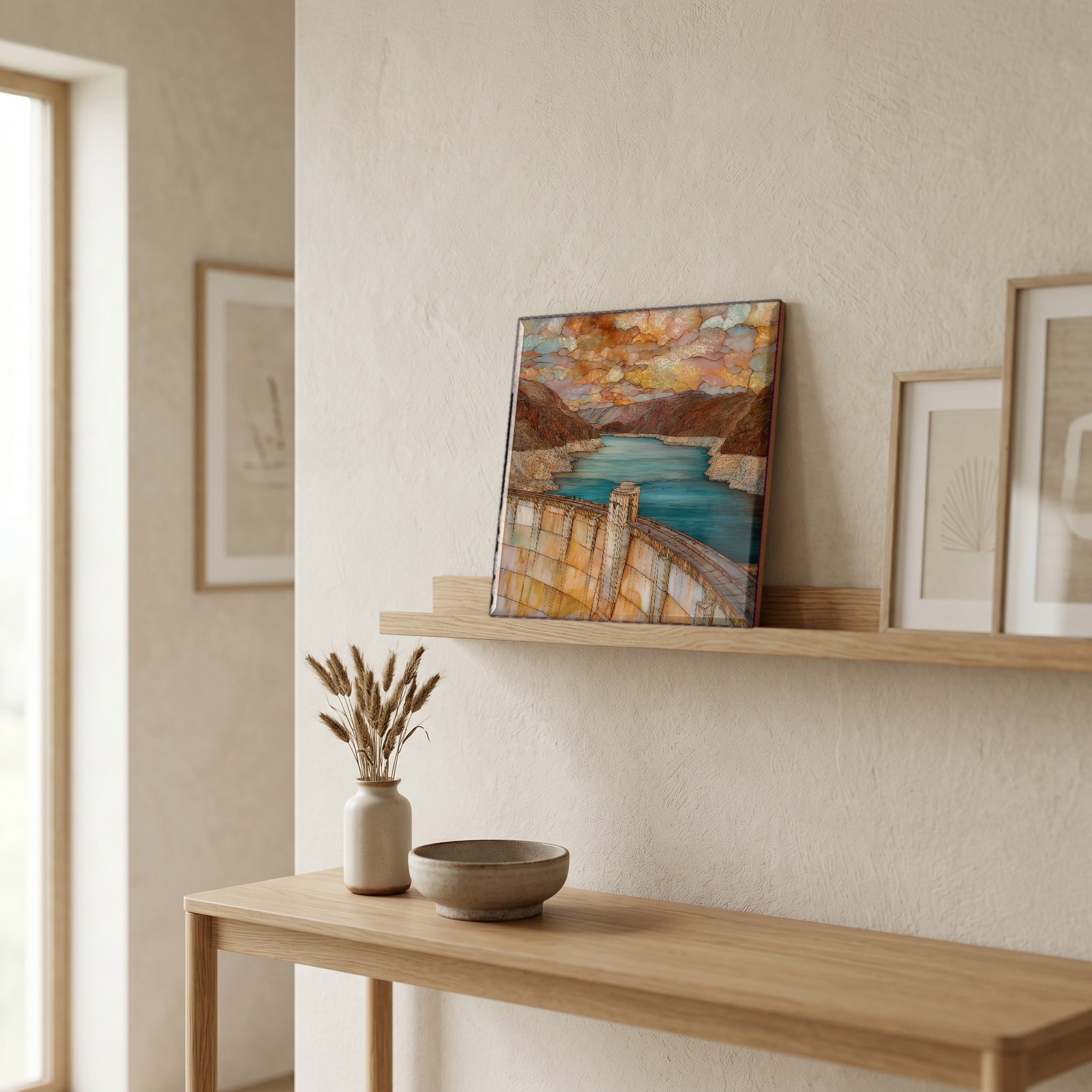 In the entryway, first thing you see.