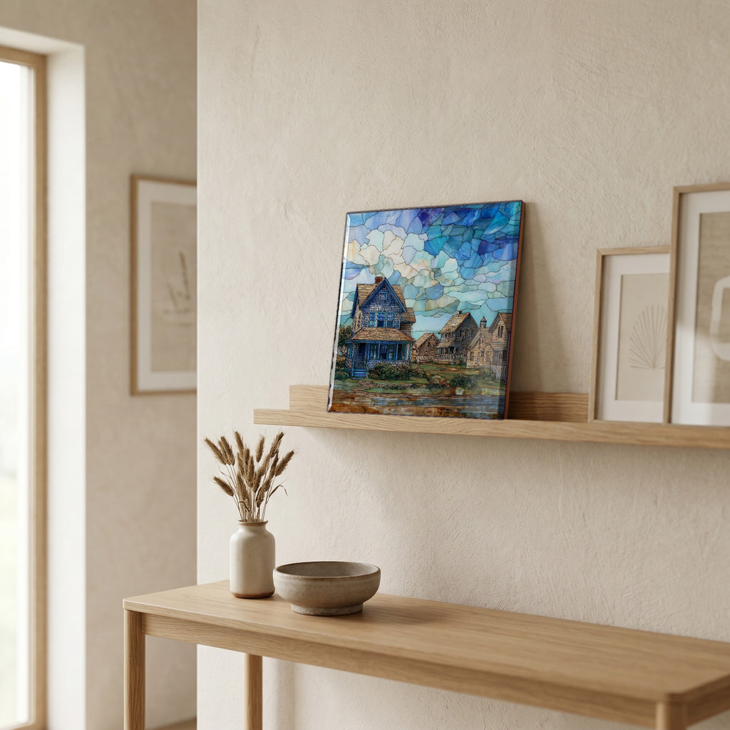 In the entryway, first thing you see.