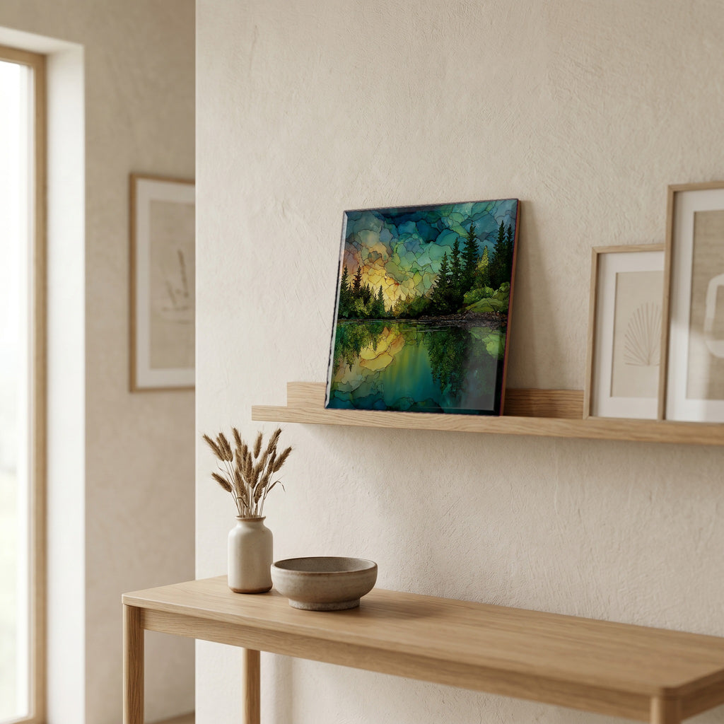 In the entryway, first thing you see.