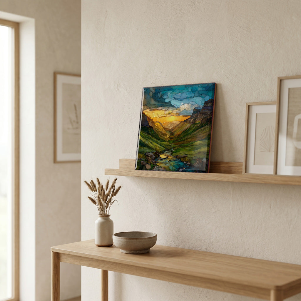 In the entryway, first thing you see.