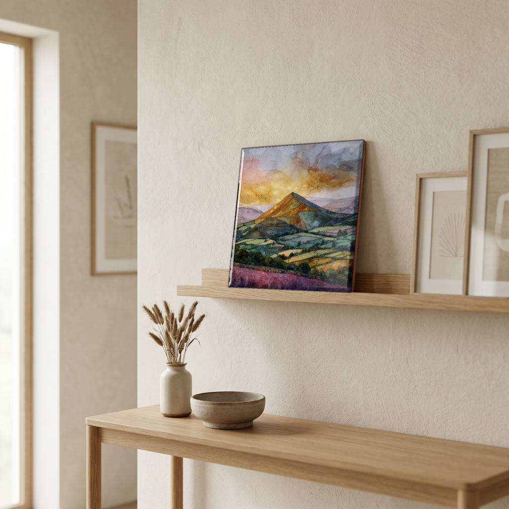 On a picture ledge, where the light comes in.
