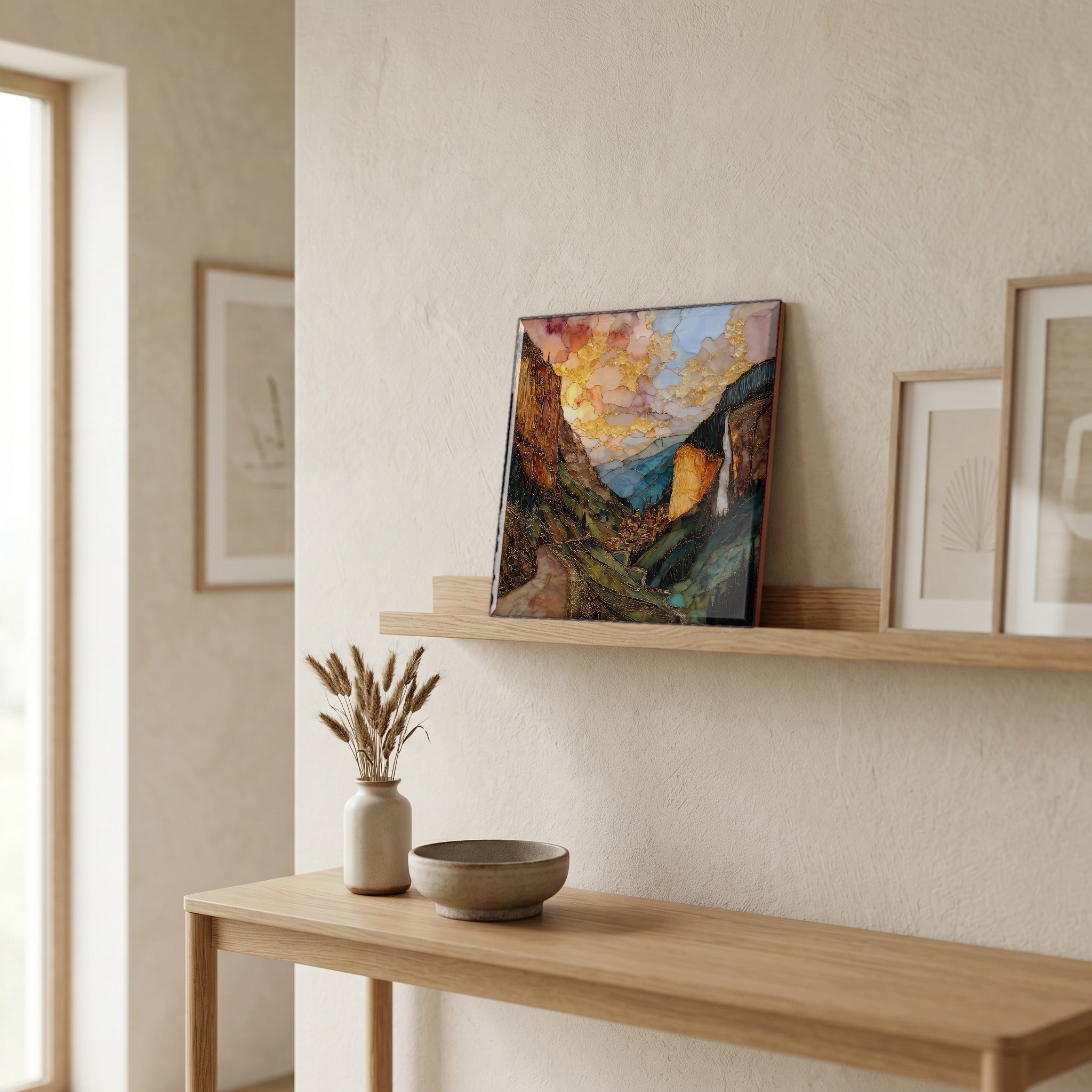 In the entryway, first thing you see.