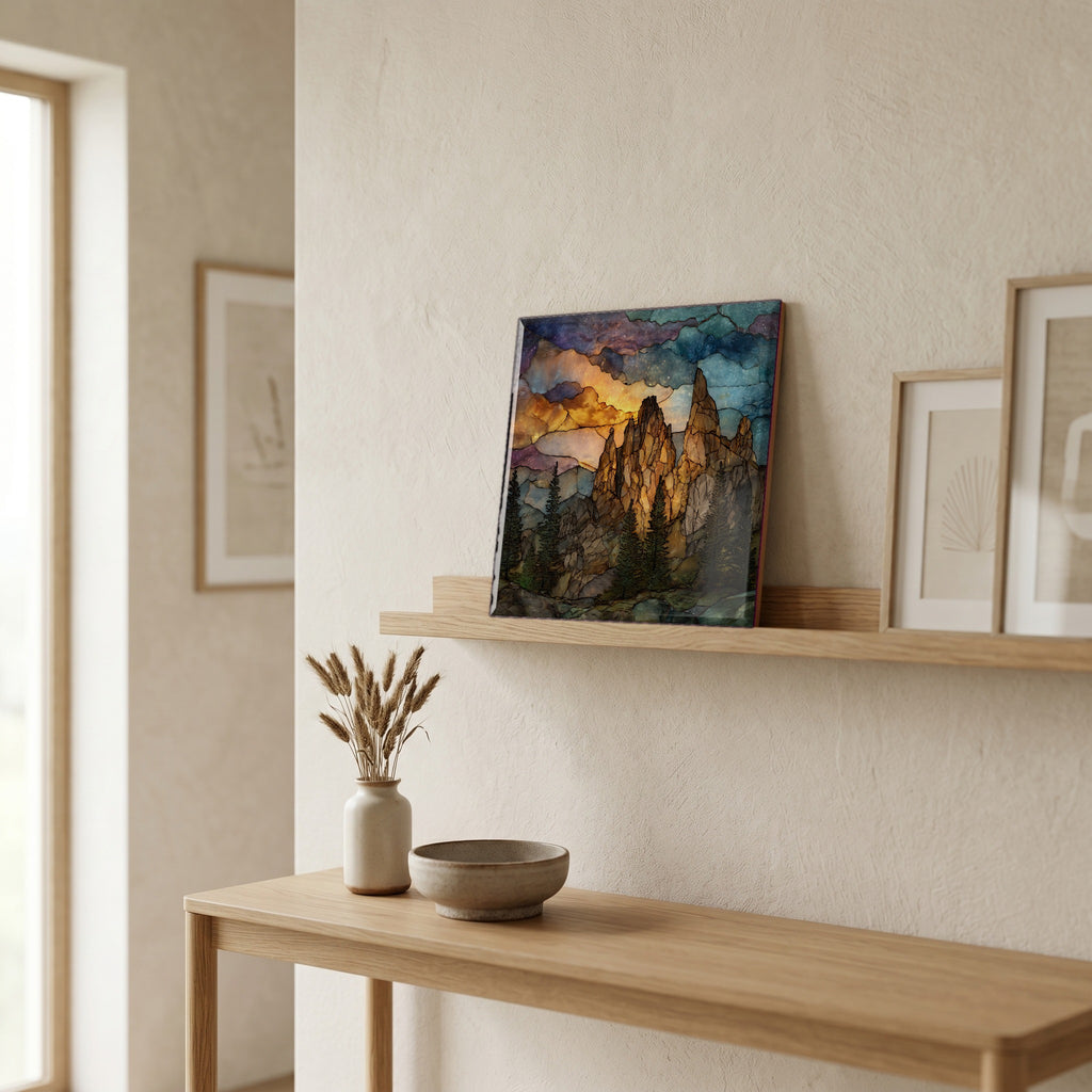 In the entryway, first thing you see.