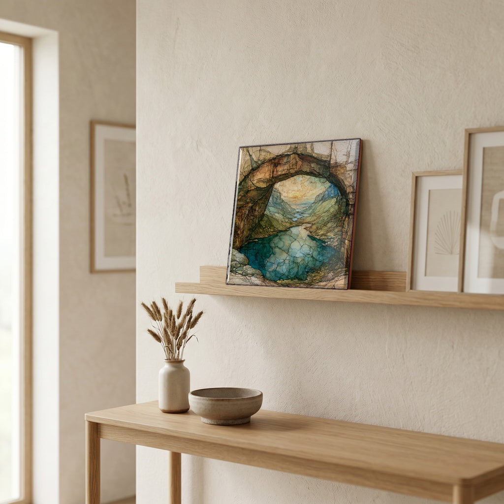 In the entryway, first thing you see.