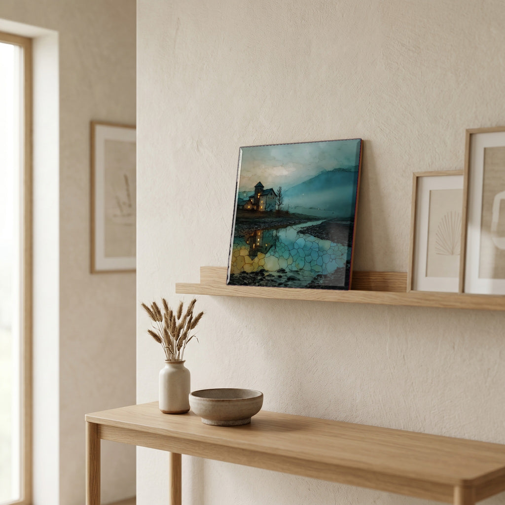 On a picture ledge, where the light comes in.