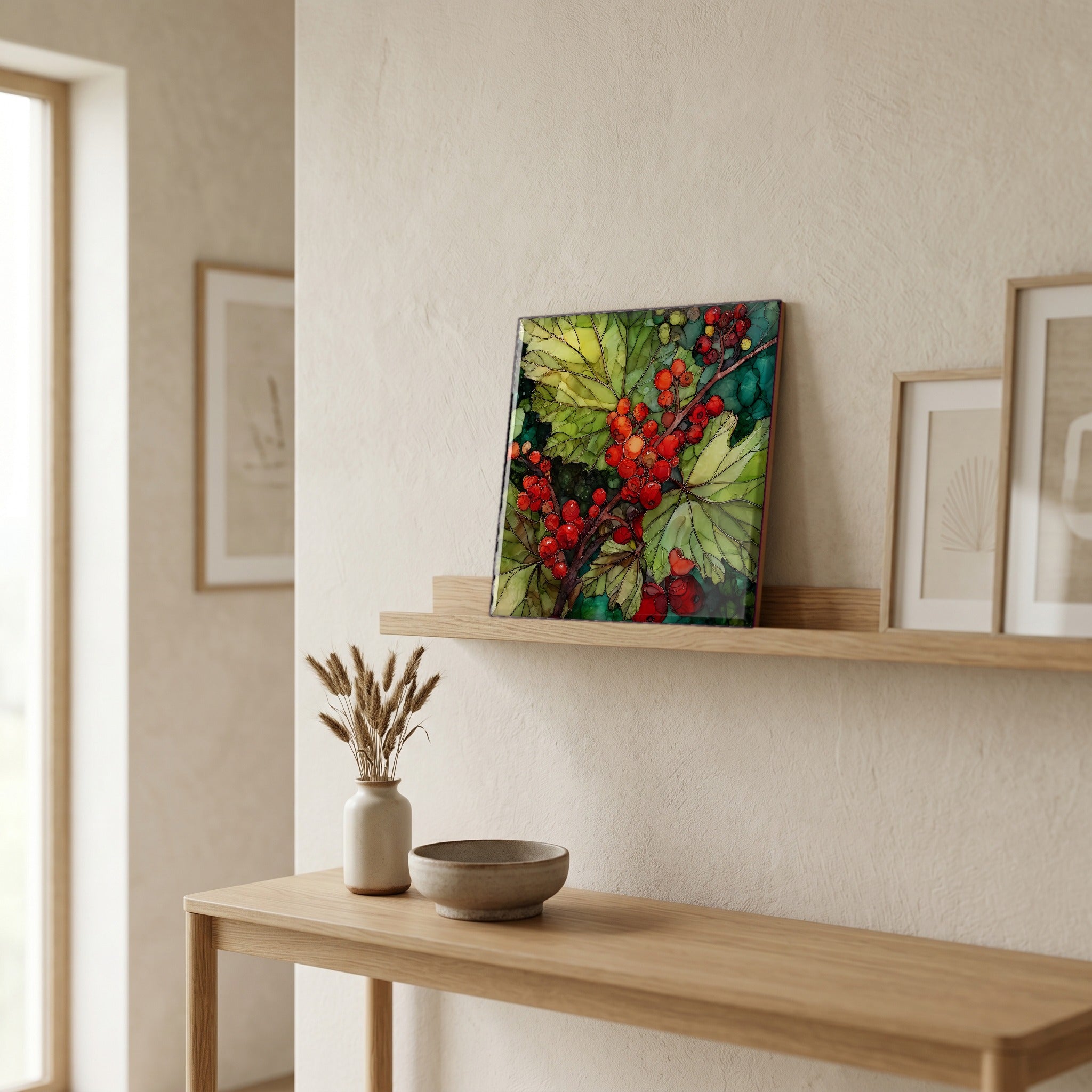 In the entryway, first thing you see.