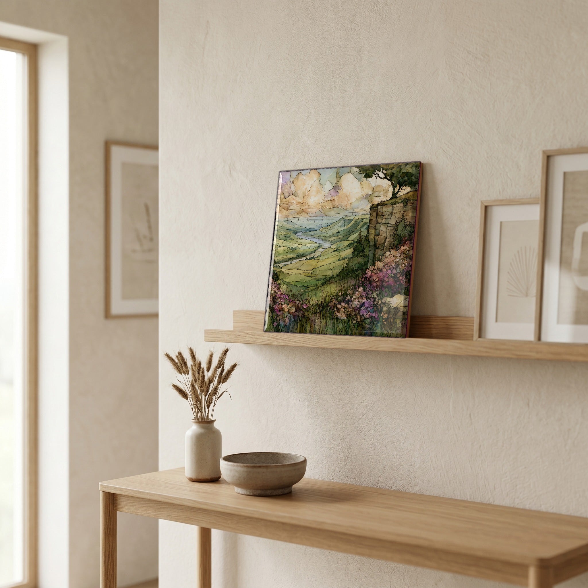 In the entryway, first thing you see.