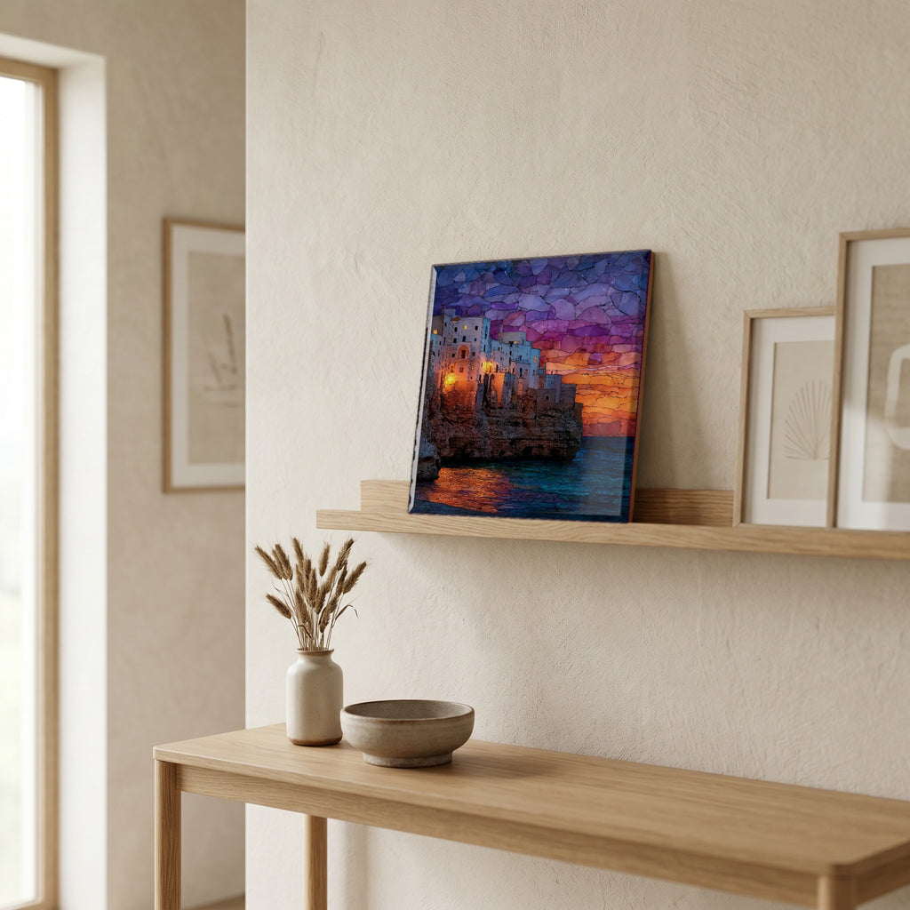 On a picture ledge, where the light comes in.
