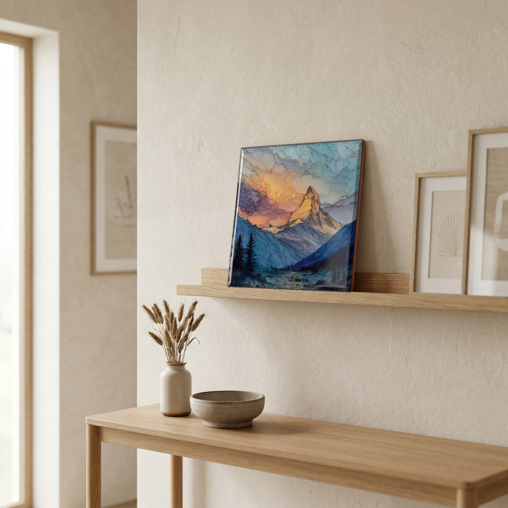On a picture ledge, where the light comes in.