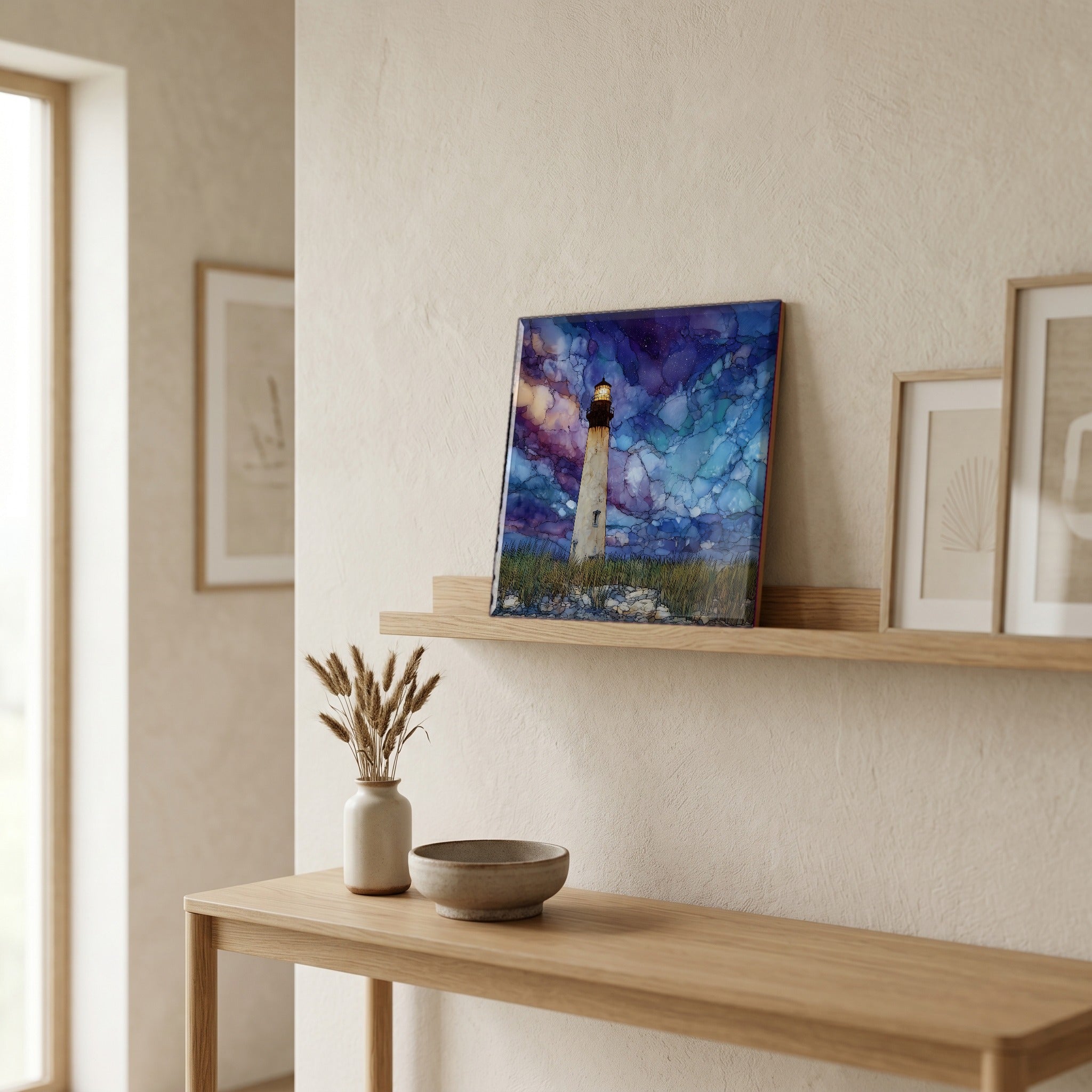 In the entryway, first thing you see.