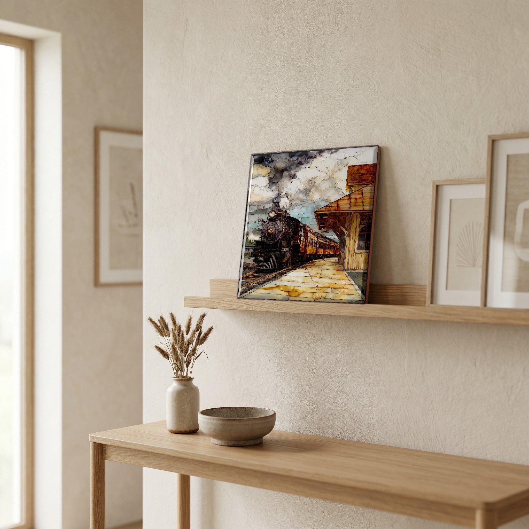 In the entryway, first thing you see.