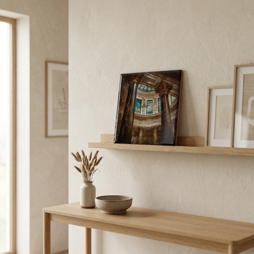 In the entryway, first thing you see.