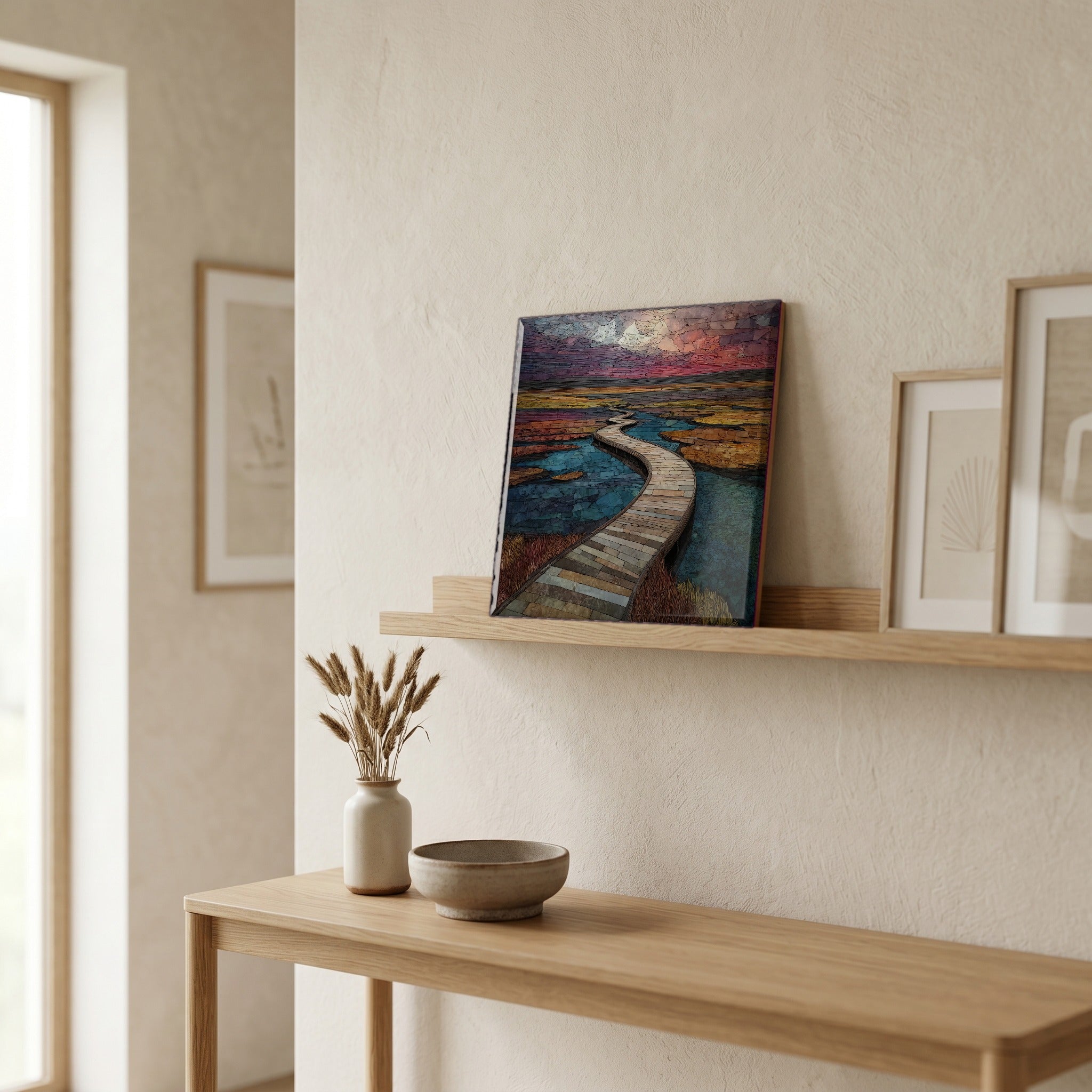 In the entryway, first thing you see.