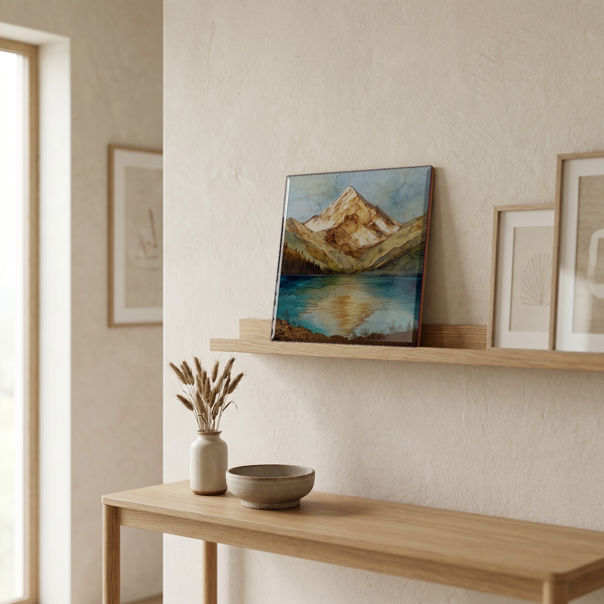 In the entryway, first thing you see.