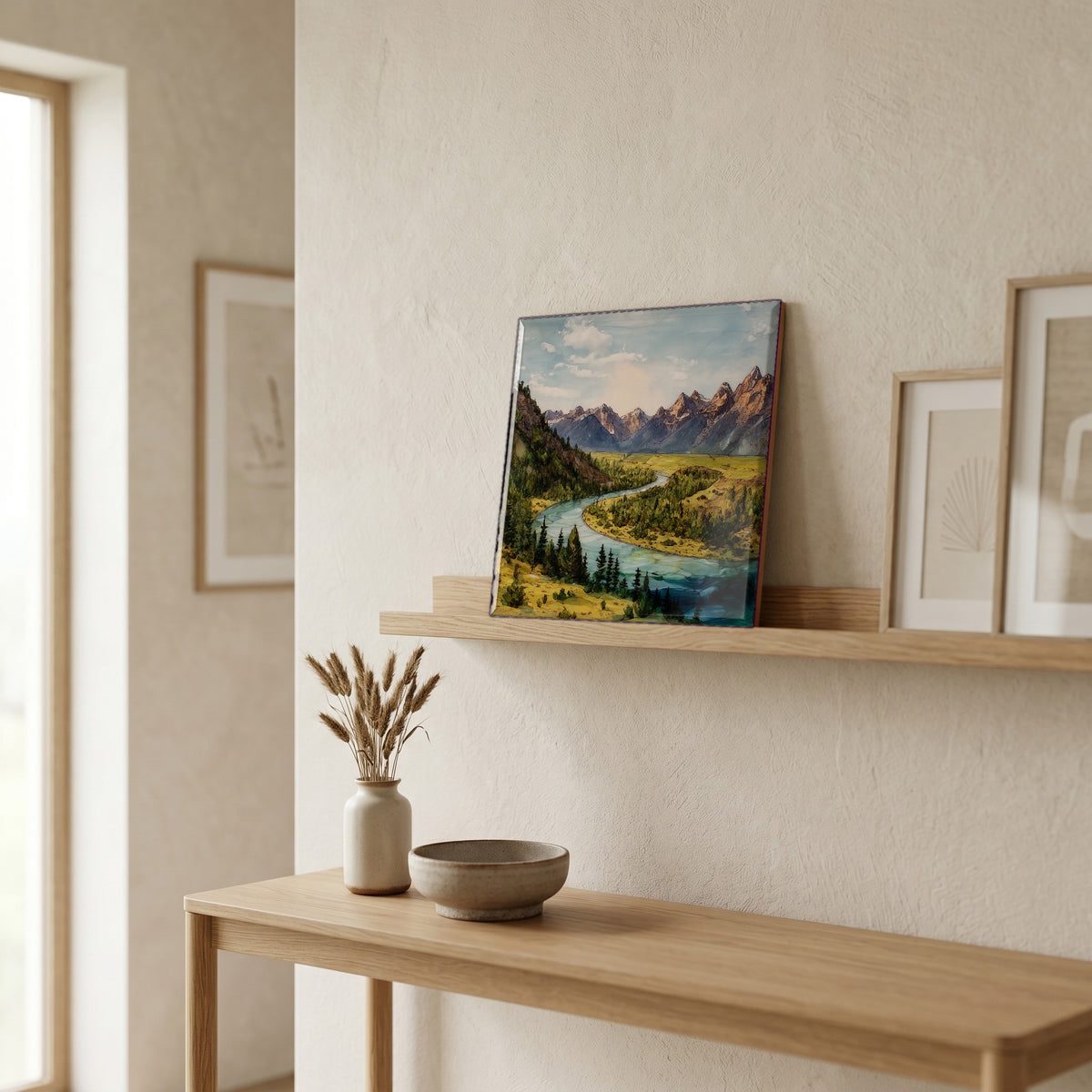 In the entryway, first thing you see.