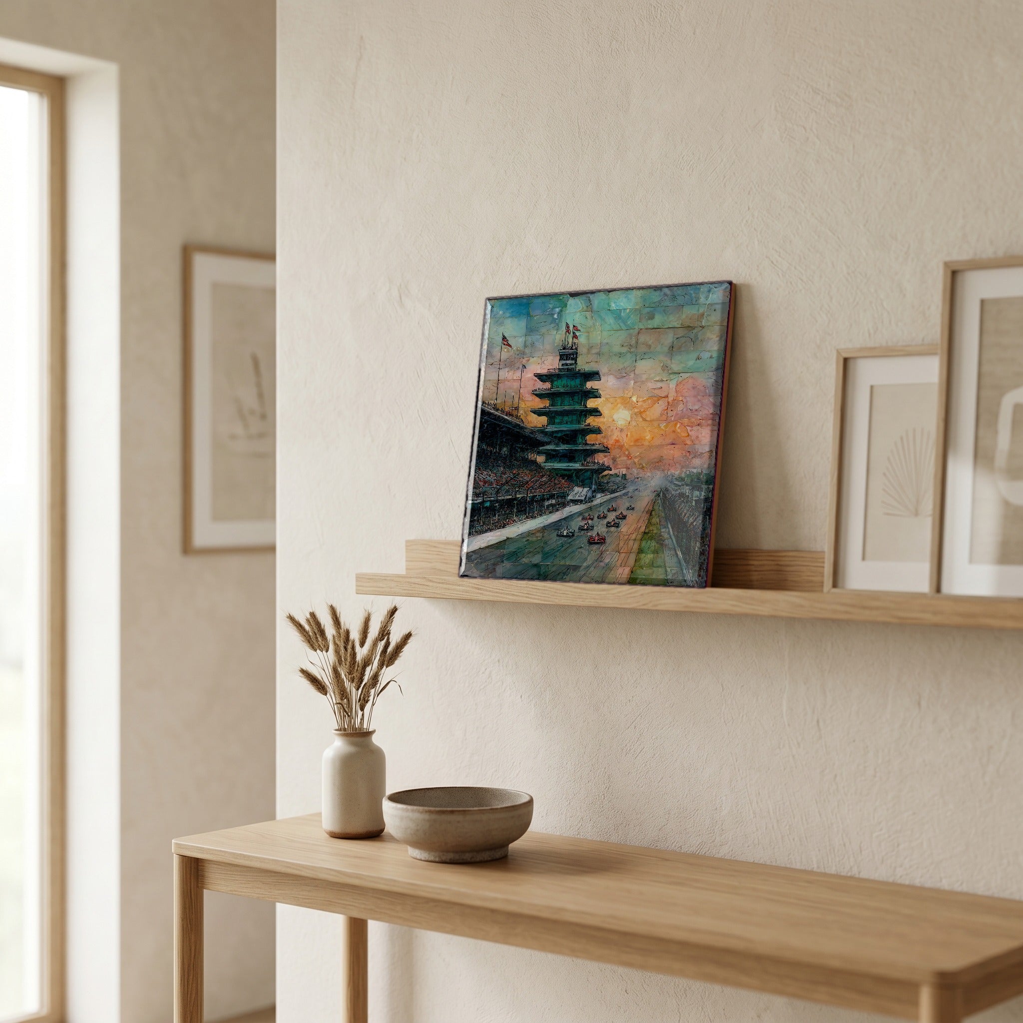 In the entryway, first thing you see.