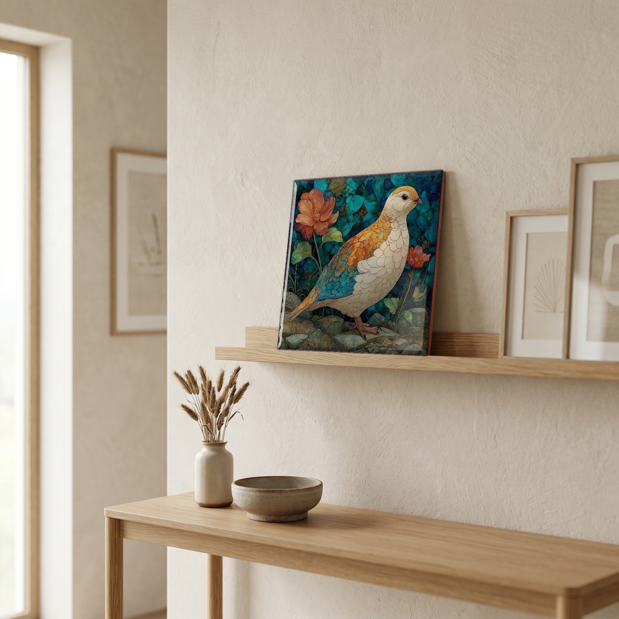In the entryway, first thing you see.