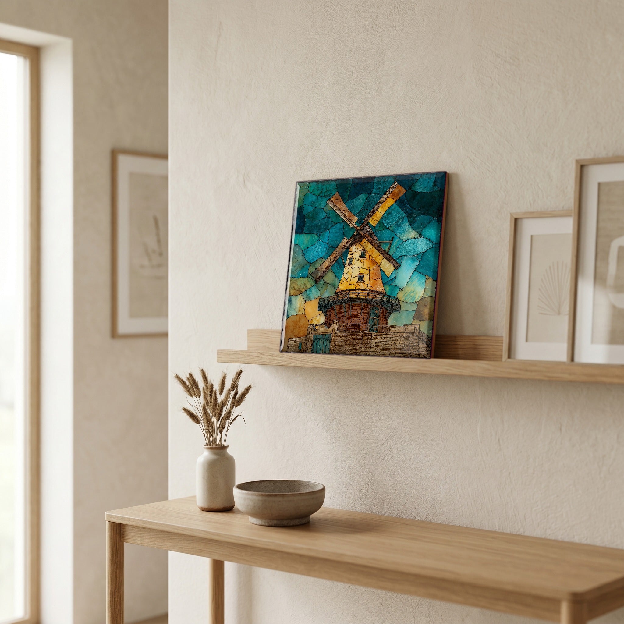 In the entryway, first thing you see.