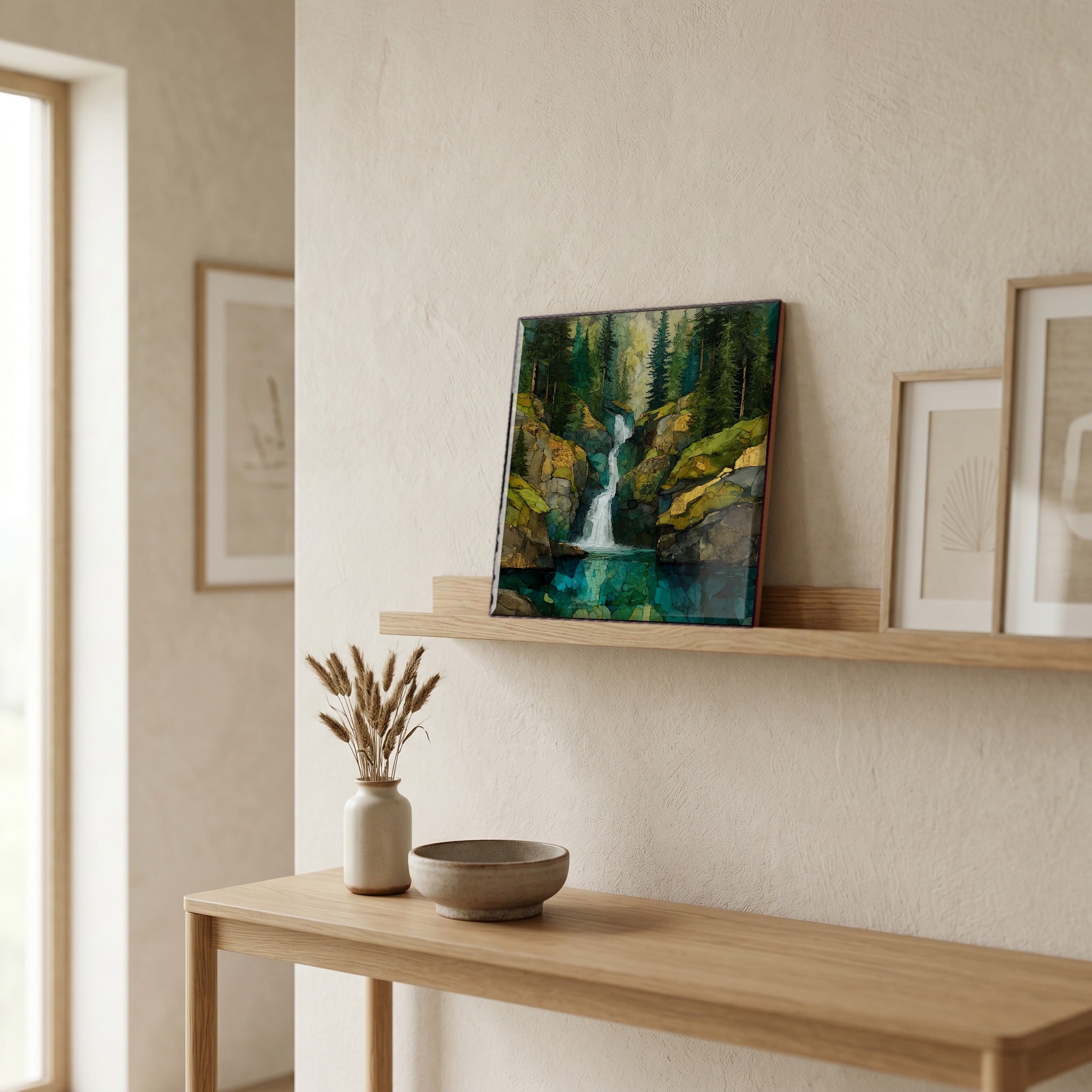 In the entryway, first thing you see.