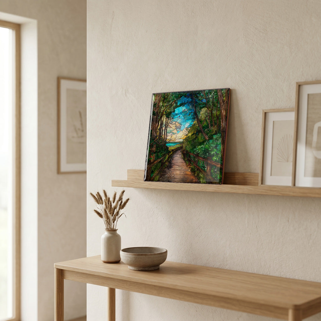 In the entryway, first thing you see.