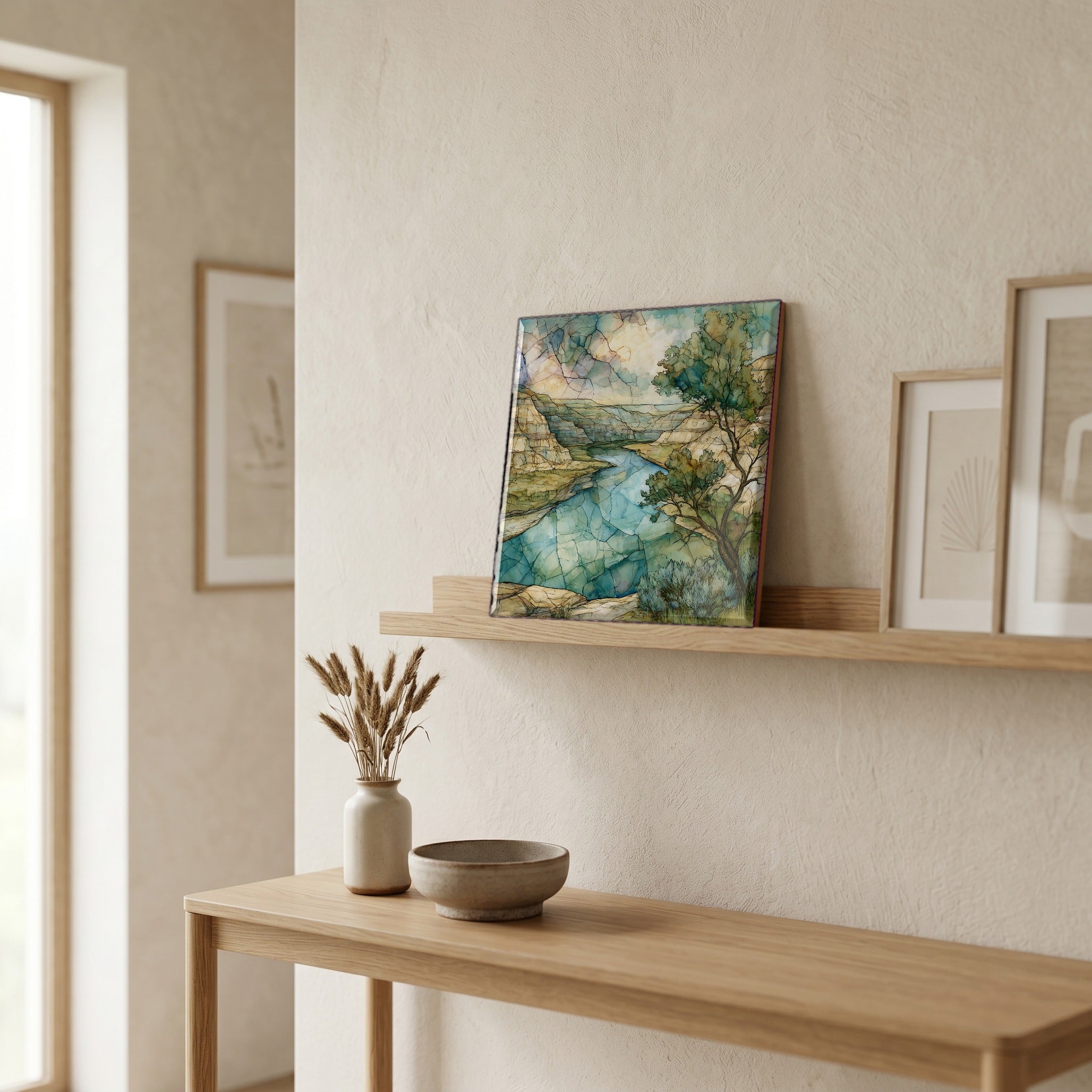 In the entryway, first thing you see.
