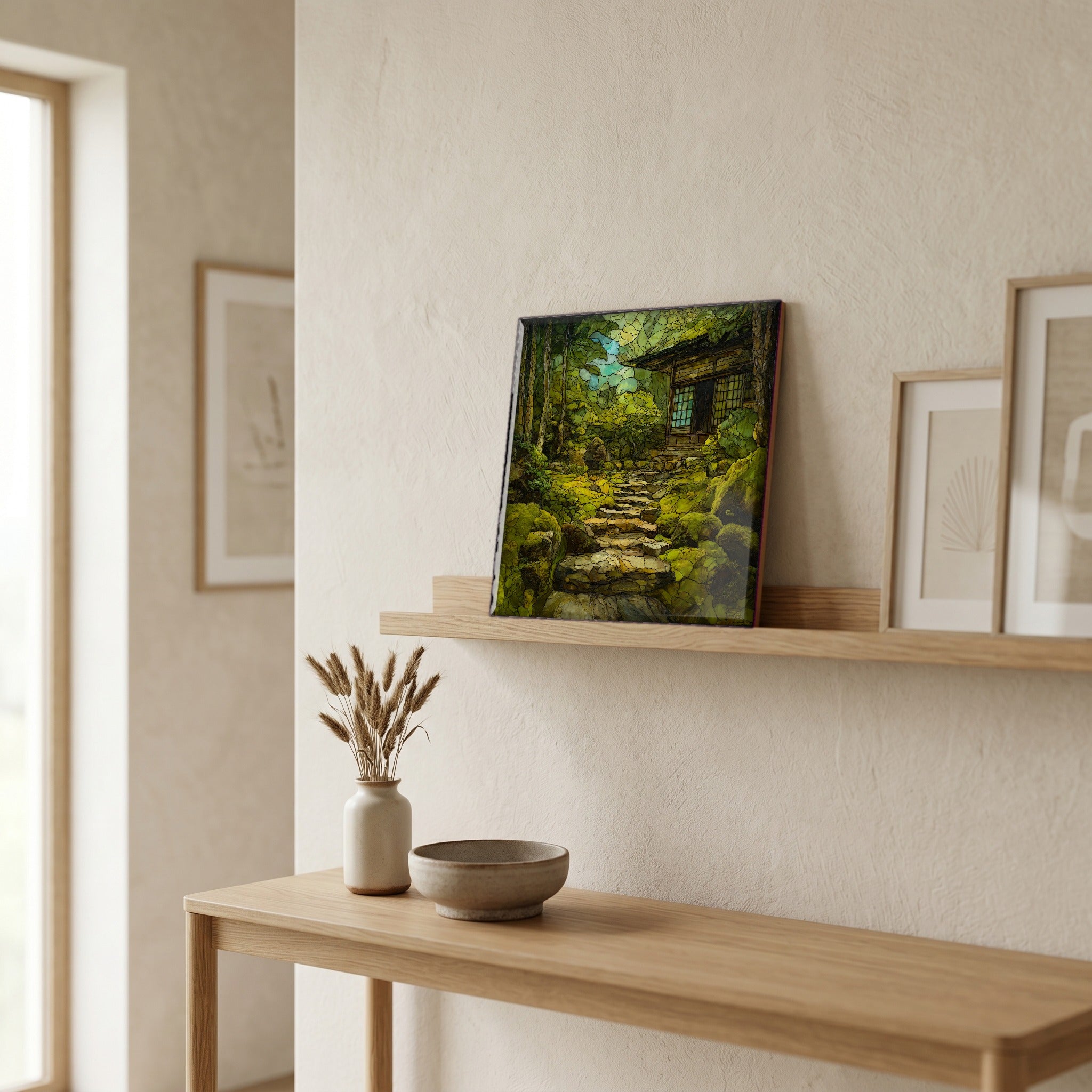 In the entryway, first thing you see.