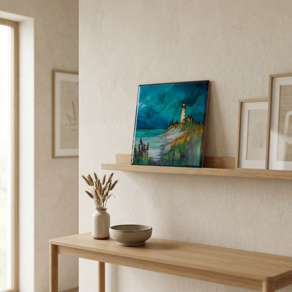 In the entryway, first thing you see.