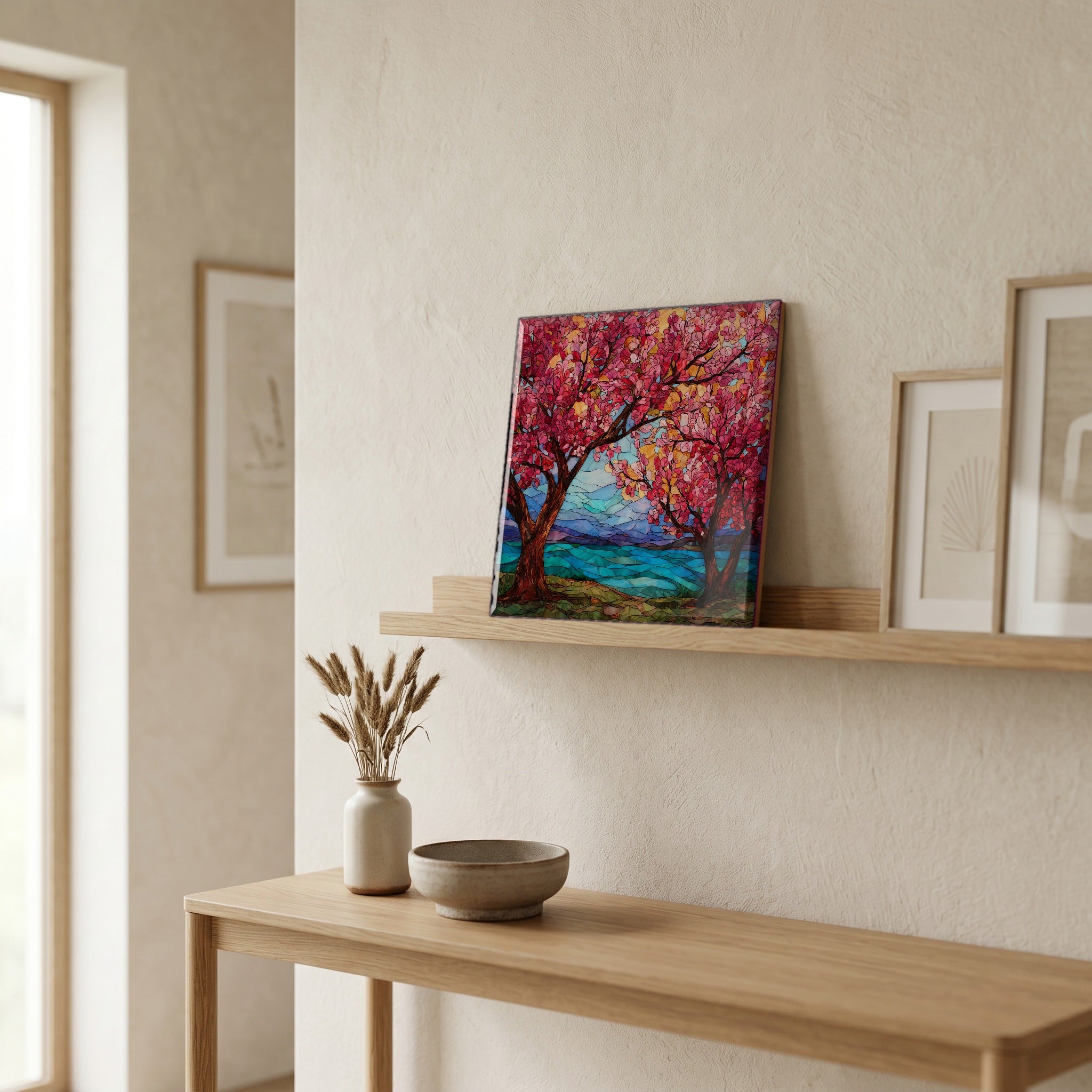 In the entryway, first thing you see.
