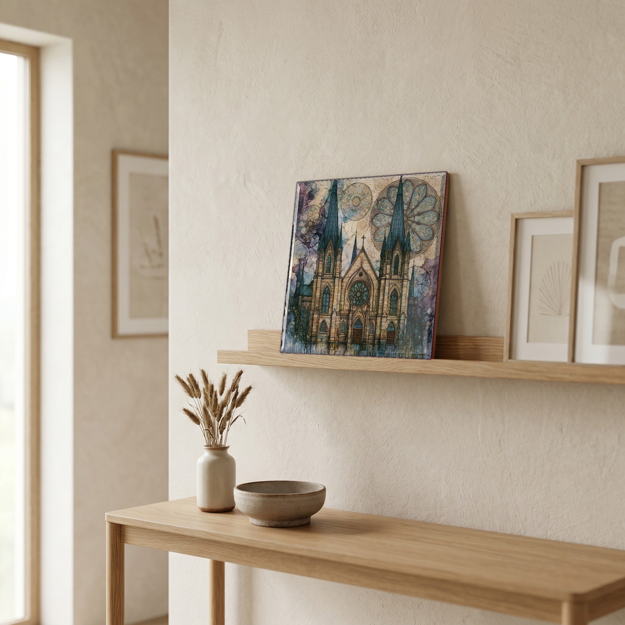 In the entryway, first thing you see.