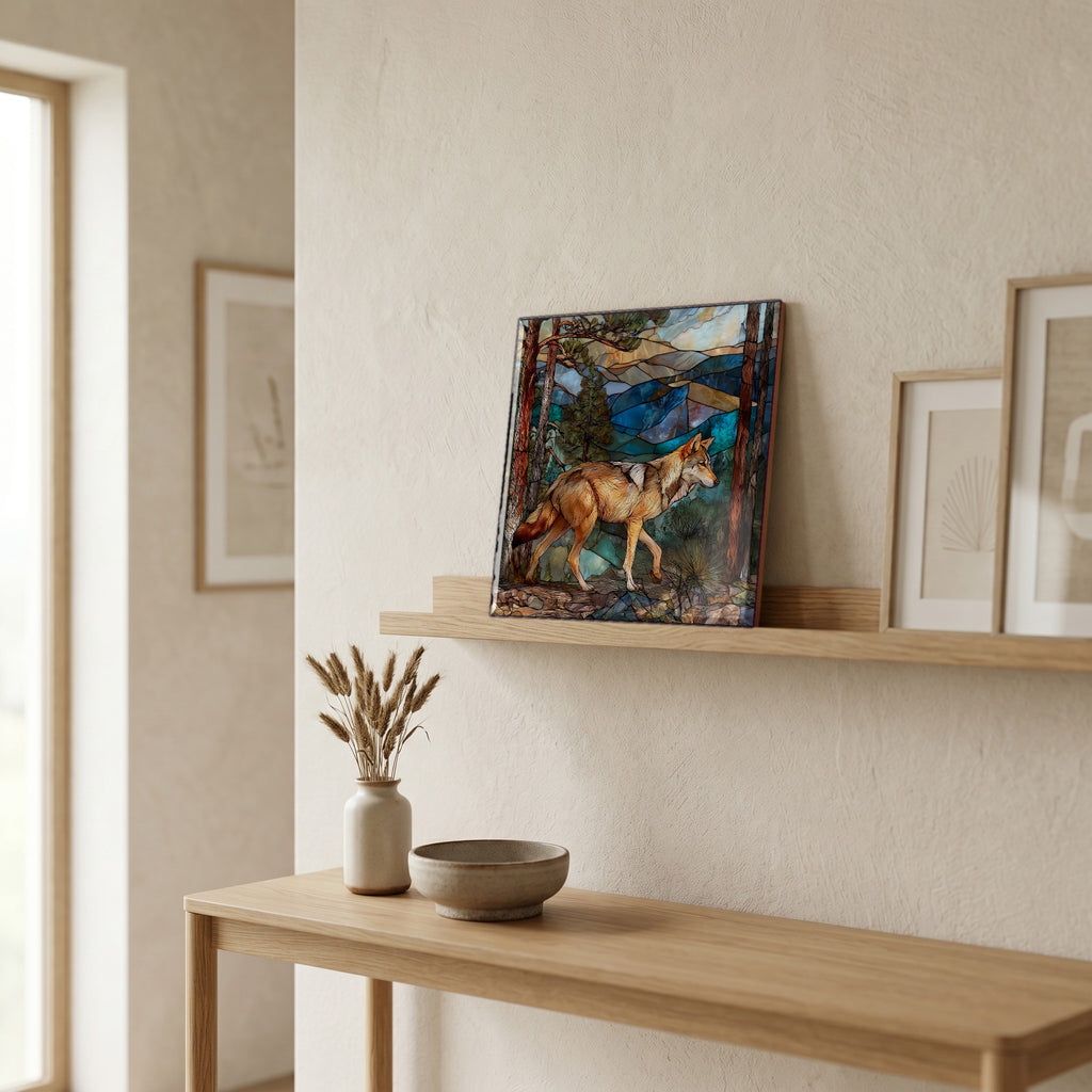 In the entryway, first thing you see.
