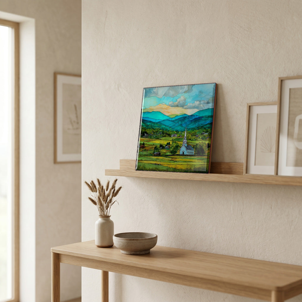 In the entryway, first thing you see.